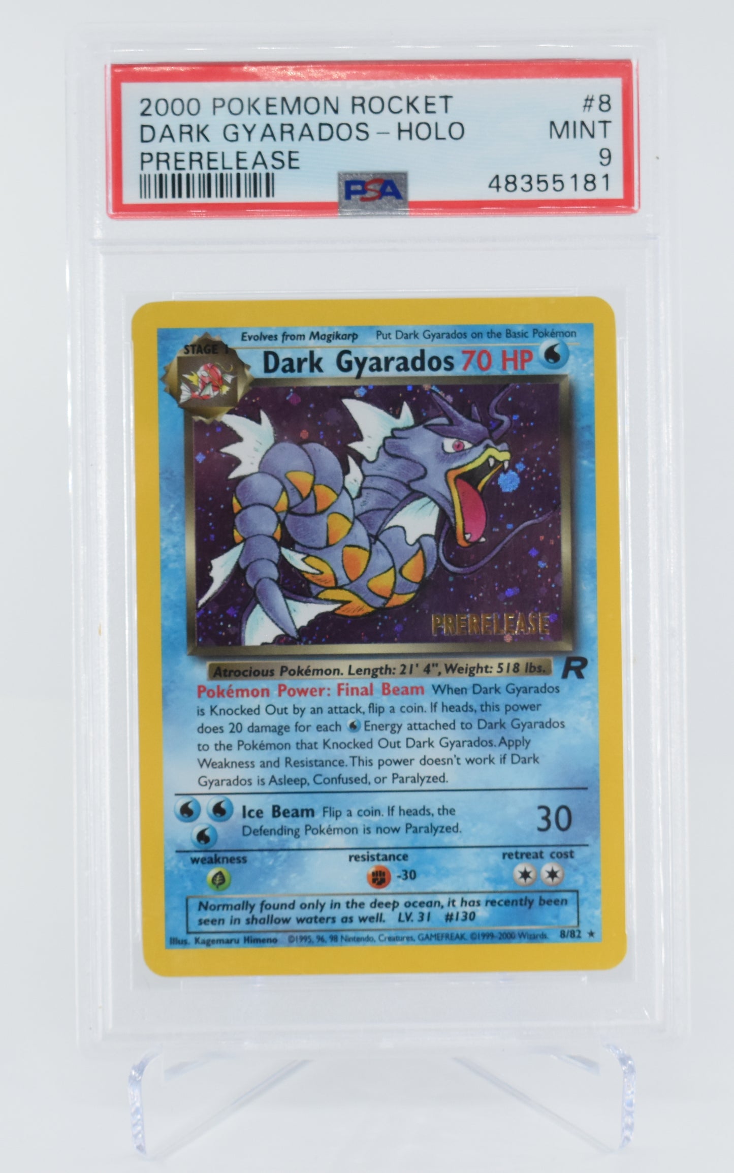 Dark Gyarados 8/82 Team Rocket Prerelease PSA 9