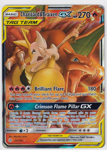 Charizard & Braixen GX 22/236 Cosmic Eclipse