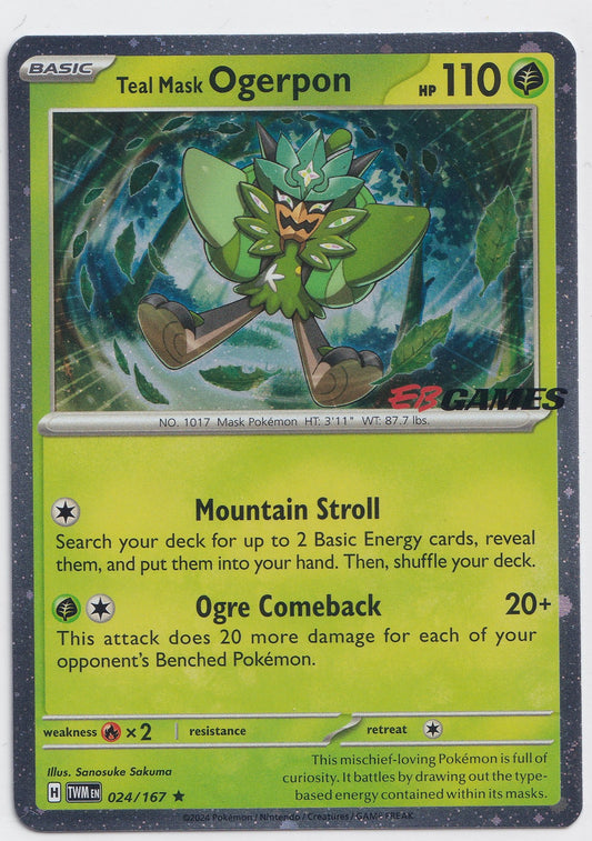 Teal Mask Ogerpon 024/167 Twilight Masquerade EB Games Stamped Promo